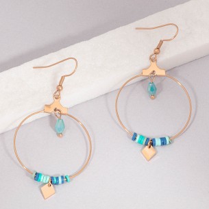KOBANA Pink Gold Blue pink crystal blue ring earrings