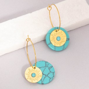 ASTORIA Turquoise Gold hoop earrings golden steel golden...