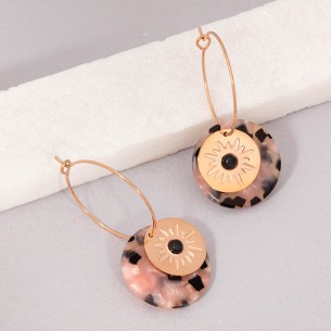 ASTORIA Pink Gold Black gold steel hoop earrings pink...