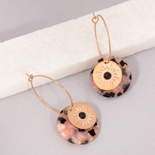 ASTORIA Pink Gold Black gold steel hoop earrings pink star symbol Wild Jewelry