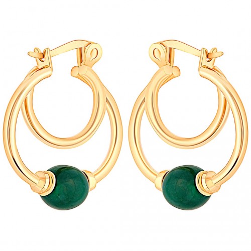 EOPEARL DOUBLE Green Gold earrings Openwork hoops Double hoops with pearls Brass gilded with fine gold