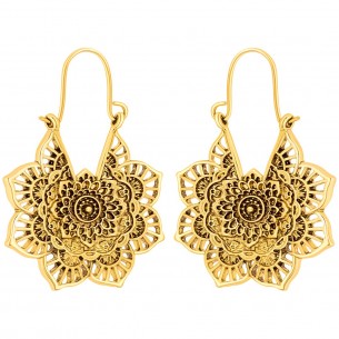 ALHAMBRINE Gold earrings Openwork hoop earrings Floral filigree Golden Brass gilded with fine gold