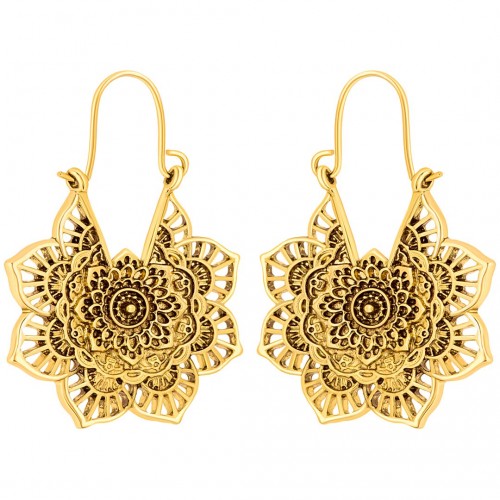 Boucles d'oreilles ALHAMBRINE Gold Créoles ajourées Filigrane floral Doré Laiton doré à l'or fin