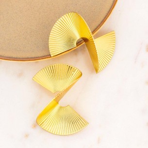 GIPSINA Gold earrings Mid-length fan pendants Gold Stainless steel gilded with fine gold