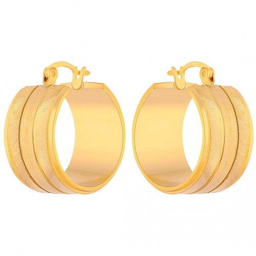 Earrings OKANA Gold Flat hoop earrings Chiselled Brass gilded with fine gold