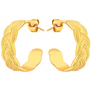 NATELI Gold earrings Flat hoops Braided Gold Stainless steel gilded with fine gold
