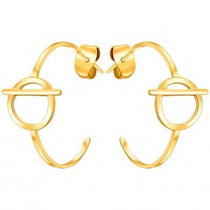JUPITER Gold earrings Geometric openwork hoops Golden Stainless steel gilded with fine gold