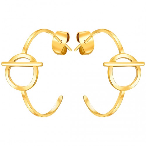 JUPITER Gold earrings Geometric openwork hoops Golden Stainless steel gilded with fine gold