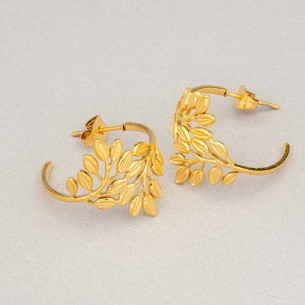 LEAFY Gold earrings Openwork hoop earrings Golden foliage Stainless steel gilded with fine gold