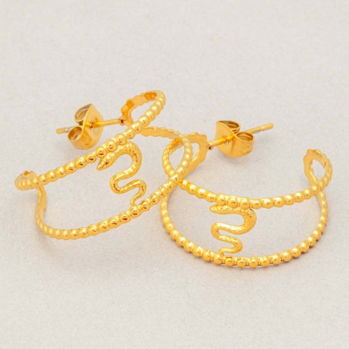 Boucles d'oreilles COBRI Gold Créoles ajourées Serpent Doré Acier inoxydable doré à l'or fin