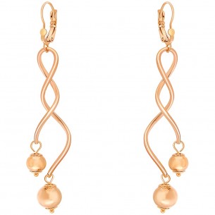 LONEA Gold Long pendant earrings with twisted pendant, gilded with fine gold
