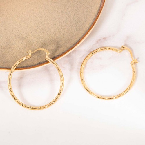 Earrings EORINA Gold Hoop earrings Chiseled Golden Brass gilded with fine gold