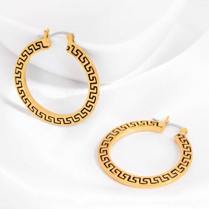Earrings EOGREKA Gold Flat hoop earrings Ancient Greek Golden Brass gilded with fine gold