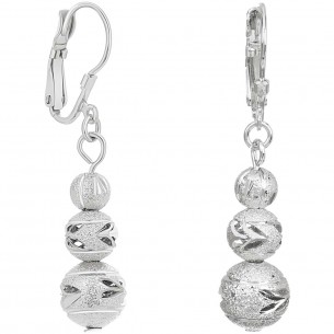 STRILOR Silver earrings Short pendants Chiseled degraded balls Silver Silvered with fine silver