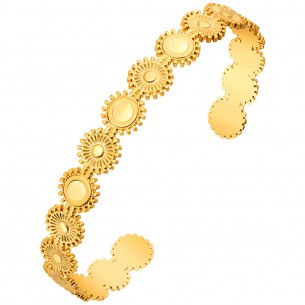 Bracelet SUNSIL Gold Jonc réglable flexible rigide multirangs Solaire Doré Acier inoxydable doré à l'or fin