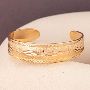 MADELI Gold bracelet Rigid flexible cuff Medieval Golden Brass gilded with fine gold