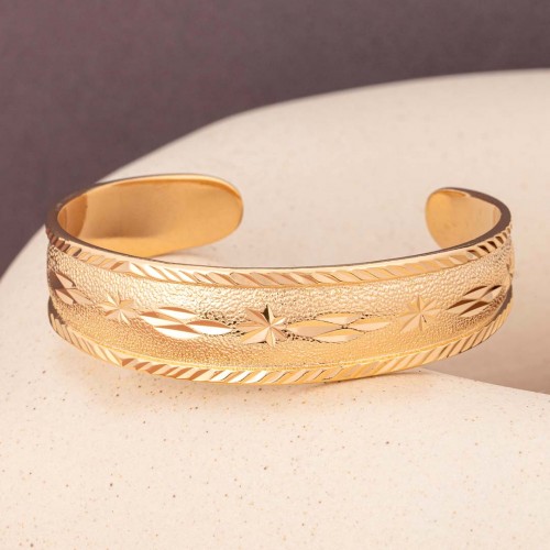 Bracelet MADELI Gold Manchette flexible rigide Médiéval Doré Laiton doré à l'or fin