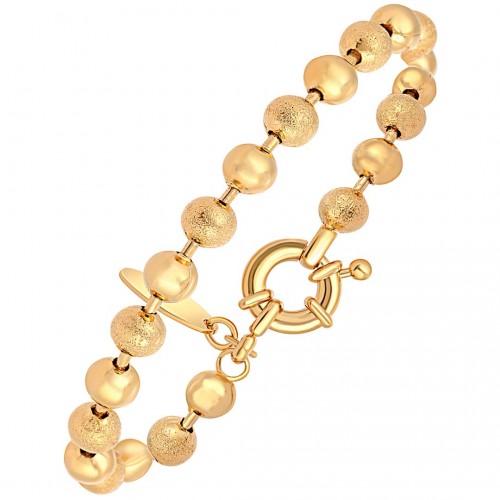 SIGALINE Gold bracelet Flexible chain bracelet Matt and shiny balls interspersed Golden Brass gilded with fine gold