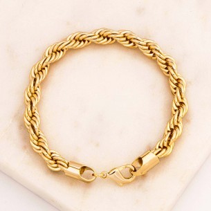 REGALINE Gold bracelet Flexible chain bracelet Twisted rope mesh Gold Brass gilded with fine gold