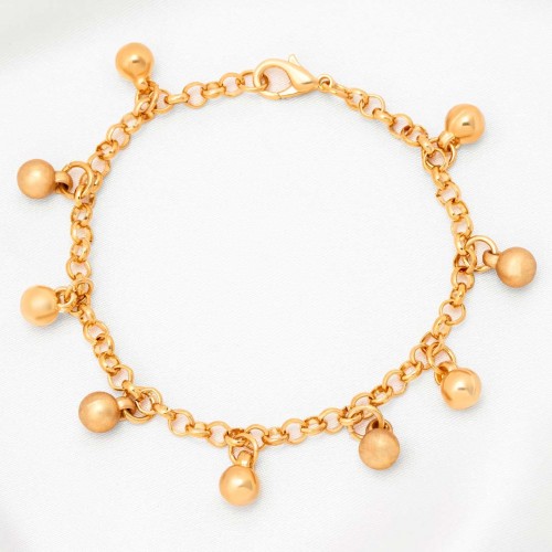 TELINE Gold bracelet Flexible chain bracelet Golden ball pendants Brass gilded with fine gold