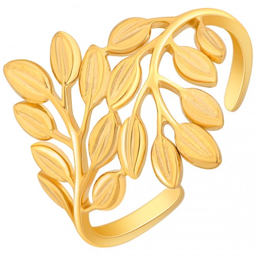 Bague LEAFY Gold Jonc ajouré réglable flexible...