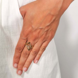 Bague LEAFY Gold Jonc ajouré réglable flexible Feuillage Doré Acier inoxydable doré à l'or fin 2