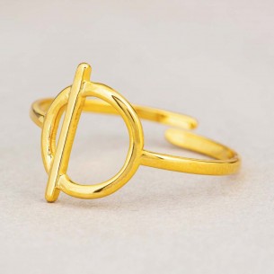 Ring JUPITER Gold Flexible adjustable openwork bangle Geometric Gold Stainless steel gilded with fine gold