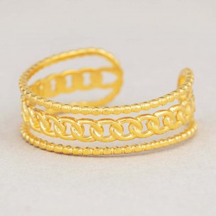 Ring GORMETO Gold Flexible adjustable openwork bangle Accumulation of gourmet links Gold Stainless steel gilded with fine gold