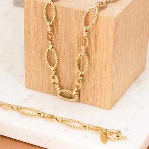 CHICOFFEE Gold set Flexible chain Interleaved coffee bean mesh Gold Brass gilded with fine gold