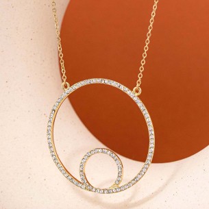 LOOP White Gold necklace Choker pendant Loop Gold and White Gilded with fine gold Crystal