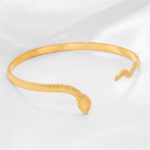 Bracelet SNARE Gold Adjustable bangle flexible rigid multirow Golden Snake Stainless steel gilded with fine gold
