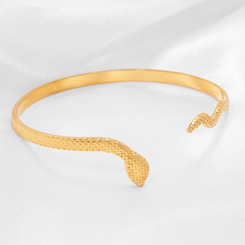 Bracelet SNARE Gold Jonc réglable flexible rigide multirangs Serpent Doré Acier inoxydable doré à l'or fin