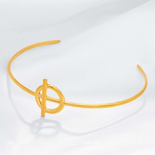 Bracelet JUPITER Gold Manchette flexible rigide Geométrique Doré Acier inoxydable doré à l'or fin