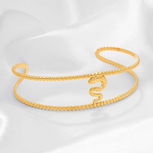 Bracelet COBRI Gold Manchette flexible rigide Serpent Doré Acier inoxydable doré à l'or fin