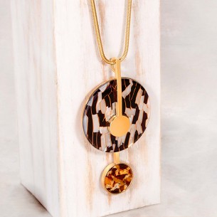 BALTIMORE STILTOS Necklace Black & White Gold Y-shaped zebra necklace Gold Black and White Fine gold gilded Resins