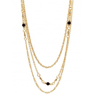 Necklace SOLANE GOLD & BLACK Intercalated curb chain Black and Golden with fine gold