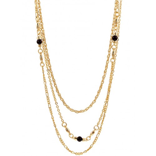 Necklace SOLANE GOLD & BLACK Intercalated curb chain Black and Golden with fine gold