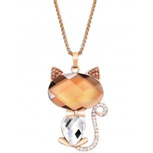 Necklace NOUKITO TOPAZE Gold and Beige Topaz Rhodium Crystal Long Pendant Necklace