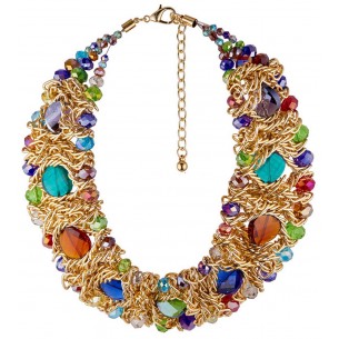 Necklace TORTAK DEYNOS Color Gold Golden and Multicolored Fine gold plated Crystal