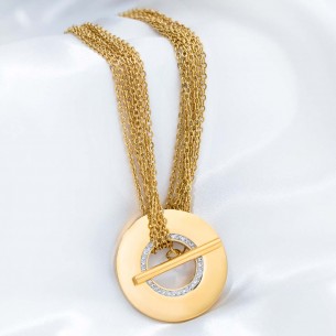 ARGOS STEEL GOLD necklace Gold Stainless steel gilded with fine gold Crystal