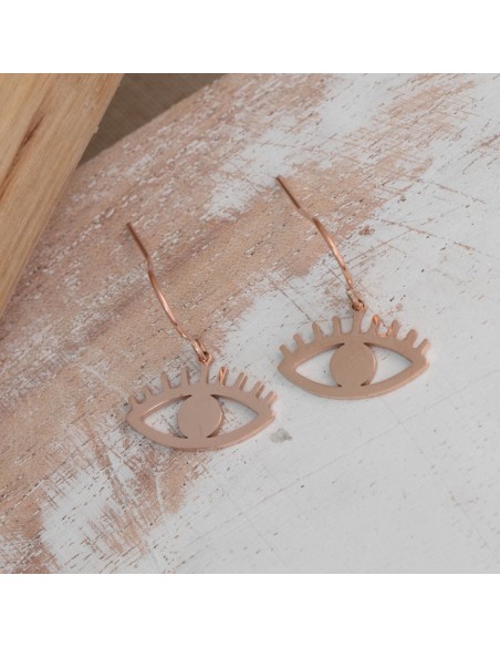 Bijoux boucle d'oreille Menthe À l'O EXYM pendante courte acier inoxydable argent rosé cristal Bijoux Sauvages