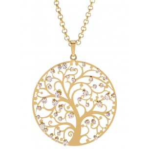 Necklace NATURA GOLD & CRYSTAL APPLES Tree of life Gilded with fine gold Crystal
