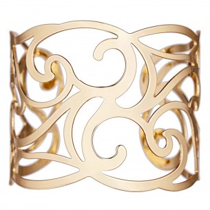 Bracelet FRIJAS Gold Manchette réglable flexible rigide ajourée Arabesques Doré à l'or fin