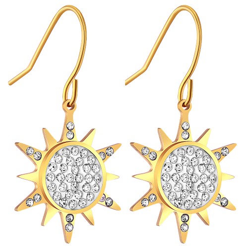 SUNNY Gold Silver boucles d'oreilles symbole solaire cristal doré argent