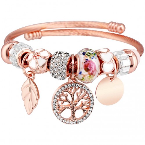 Bracelet EVACORAL PINK GOLD Rosé Rhodium Cristal Pampilles