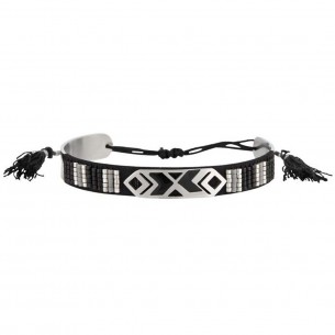 Bracelet CALYX Noir Acier inoxydable Tissage ethnique