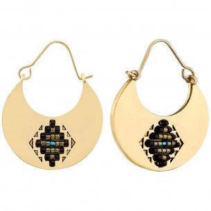 INDIGENE GOLD & BLUE earrings Gilded with fine gold Pearls
