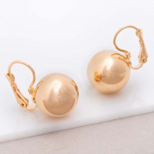 Boucles d'oreilles CLEO PEARL Gold Dormeuses courtes Boule brillante Doré à l'or fin Cristal