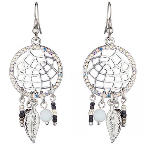 TAMPA Black & White Silver Silver and Black White Rhodium Crystal Earrings