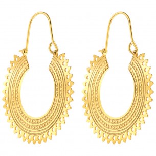 KANAK STEEL Gold Earrings Hoops discs Ethnic Native American Golden Stainless steel gilded with fine gold